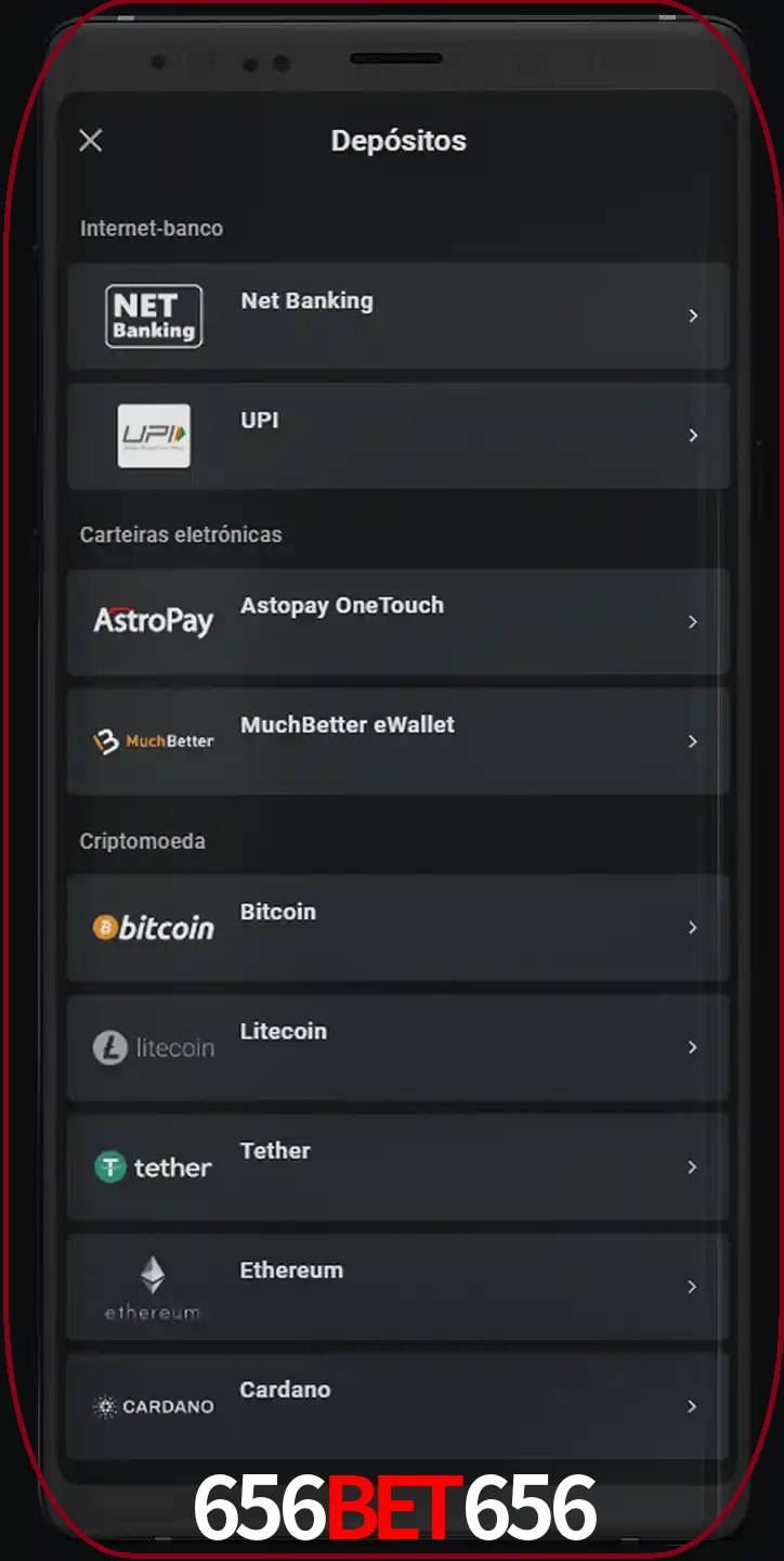 Você pode usar métodos alternativos de depósito.