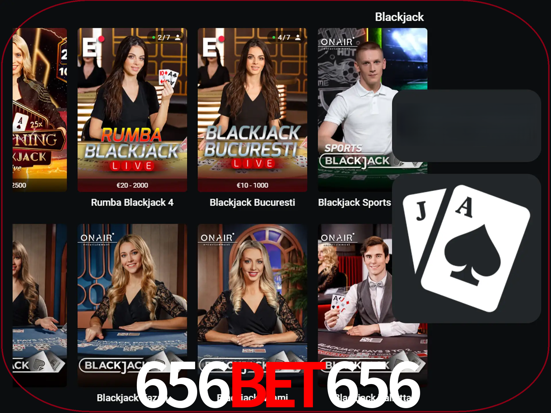 Escolha uma mesa completa de jogadores de blackjack.